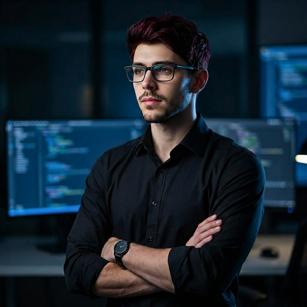 Nick Roho working at his desk